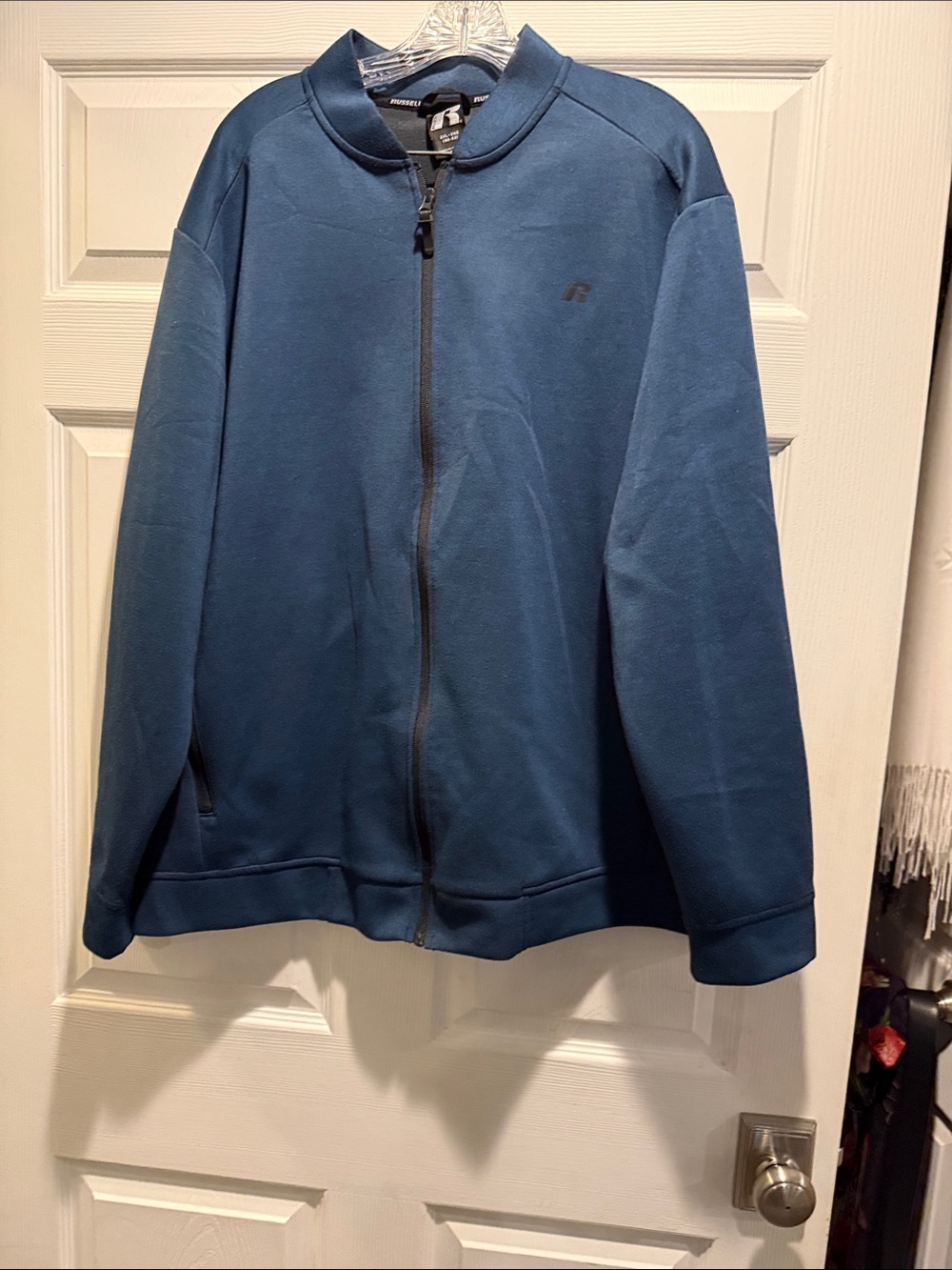 Russell Athletic Men's Zip-Up Sweater Jacket in Teal Blue